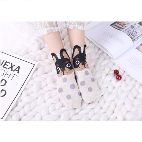 犬　くるぶし　ソックス　靴下　レディース　５色セット　水玉　春　夏　ファッション　フリーサイズ　可愛い　ブルドック　柴犬 |  | 01