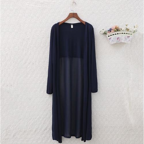 シフォンカーディガン レディース 春 夏 アウター ロング丈 シースルー 3色展開 フリーサイズ 韓国風 冷房対策 冷え防止 日焼け対策 |  | 02