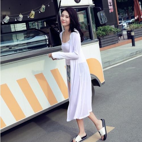 シフォンカーディガン レディース 春 夏 アウター ロング丈 シースルー 3色展開 フリーサイズ 韓国風 冷房対策 冷え防止 日焼け対策 |  | 06