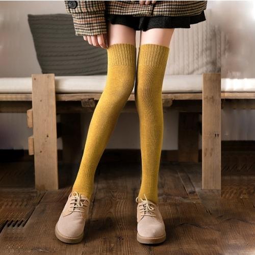 ニーハイソックス　分厚め　防寒　ルームソックス　綿素材　カラフル　ソックス　靴下 | 