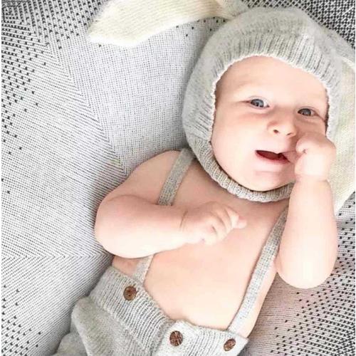 うさぎ耳 ベビー ニット 帽子 グレー 頭保護 赤ちゃん キッズ 暖かい 防風防寒 |  | 02