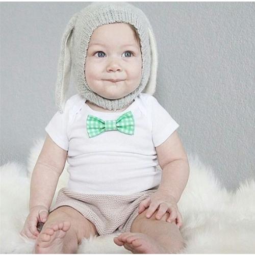 うさぎ耳 ベビー ニット 帽子 グレー 頭保護 赤ちゃん キッズ 暖かい 防風防寒 |  | 05