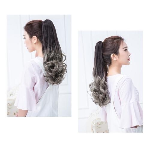 グラデーションカラー エクステンション ポイントウィッグ ポニーテールウィッグ 巻き髪 リボン付き エクステ ロング カール 取付簡単 耐熱 選べる4色 |  | 05