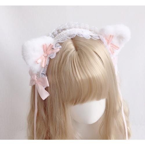 ねこ耳 ロリータ ヘッドドレス カチューシャ  髪飾り ヘアアクセサリー コスプレ コスチューム 猫耳 | 
