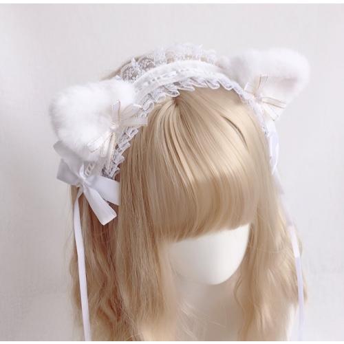 ねこ耳 ロリータ ヘッドドレス カチューシャ  髪飾り ヘアアクセサリー コスプレ コスチューム 猫耳 |  | 02