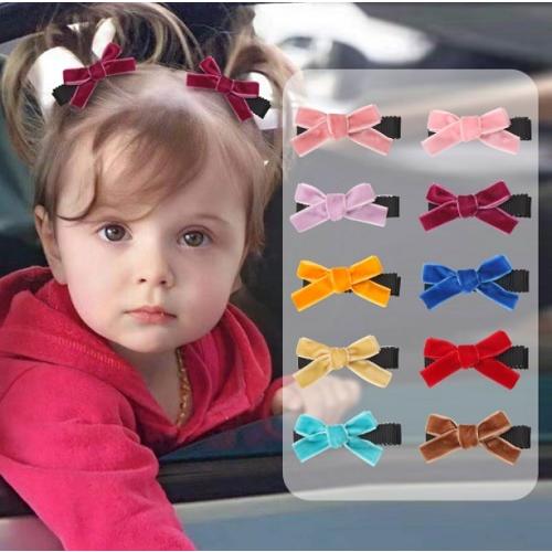 手作り風　ヘアクリップ　こども　キッズ　リボン　ベルベット　10色20個セット　前髪クリップ　髪飾り　女の子 |  | 01