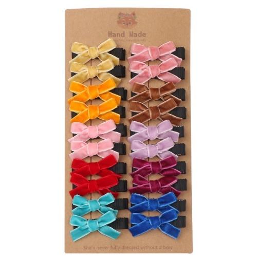 手作り風　ヘアクリップ　こども　キッズ　リボン　ベルベット　10色20個セット　前髪クリップ　髪飾り　女の子 |  | 02