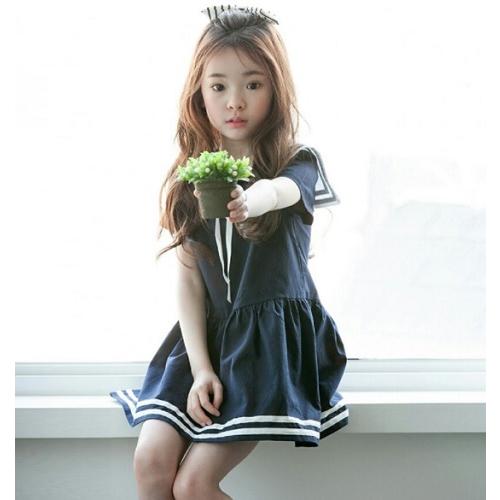 女の子　ワンピース　ドレス　海兵風　セーラータイプ　可愛い　シンプル　フォーマル　４歳〜10歳　120ｃｍ　130ｃｍ　2色展開 |  | 02