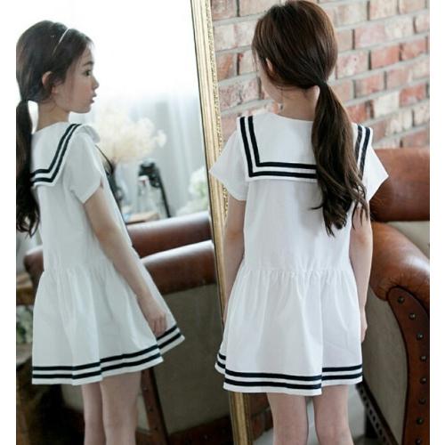女の子　ワンピース　ドレス　海兵風　セーラータイプ　可愛い　シンプル　フォーマル　４歳〜10歳　120ｃｍ　130ｃｍ　2色展開 |  | 04