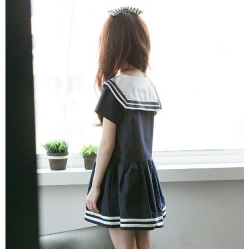 女の子　ワンピース　ドレス　海兵風　セーラータイプ　可愛い　シンプル　フォーマル　４歳〜10歳　120ｃｍ　130ｃｍ　2色展開 |  | 05