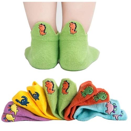 ボーイ　靴下　可愛い キッズ 子供 ソックス 恐竜 くるぶし 通気 メッシュ くつした 男の子 ソックス 綿　3歳〜5歳　5足セット | 