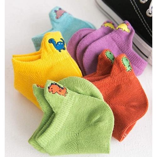 ボーイ　靴下　可愛い キッズ 子供 ソックス 恐竜 くるぶし 通気 メッシュ くつした 男の子 ソックス 綿　3歳〜5歳　5足セット |  | 02