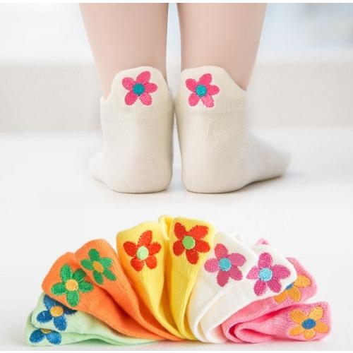 ガールズ　靴下　花柄　子供　ソックス　5足セット　メッシュ　くるぶし　女の子　3〜5歳　15〜18ｃｍ | 