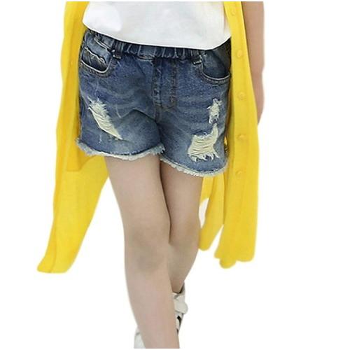 キッズ　ショート　デニム　子供　フリンジ　クラッシュ　女の子　男の子　男女兼用　4〜8歳 | 