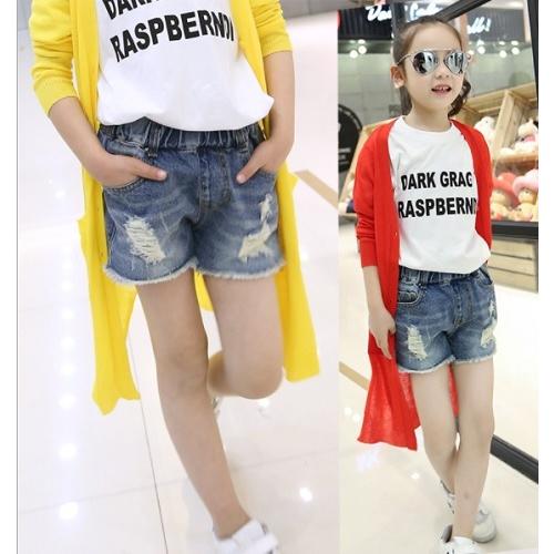 キッズ　ショート　デニム　子供　フリンジ　クラッシュ　女の子　男の子　男女兼用　4〜8歳 |  | 04
