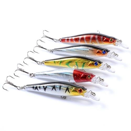 【R-0018】海釣り 淡水 ルアー セット, 5個セット アシストフック 渓流ルアー シーバス ヒラメ オールシーズン 8.5cm 8.4g フローティングミノー |  | 01