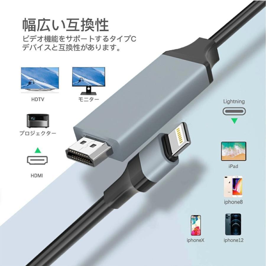 HDMIケーブル iphone hdmi変換ケーブル2.0m Digital AV変換アダプタ iPhone/タブレットをテレビ出力