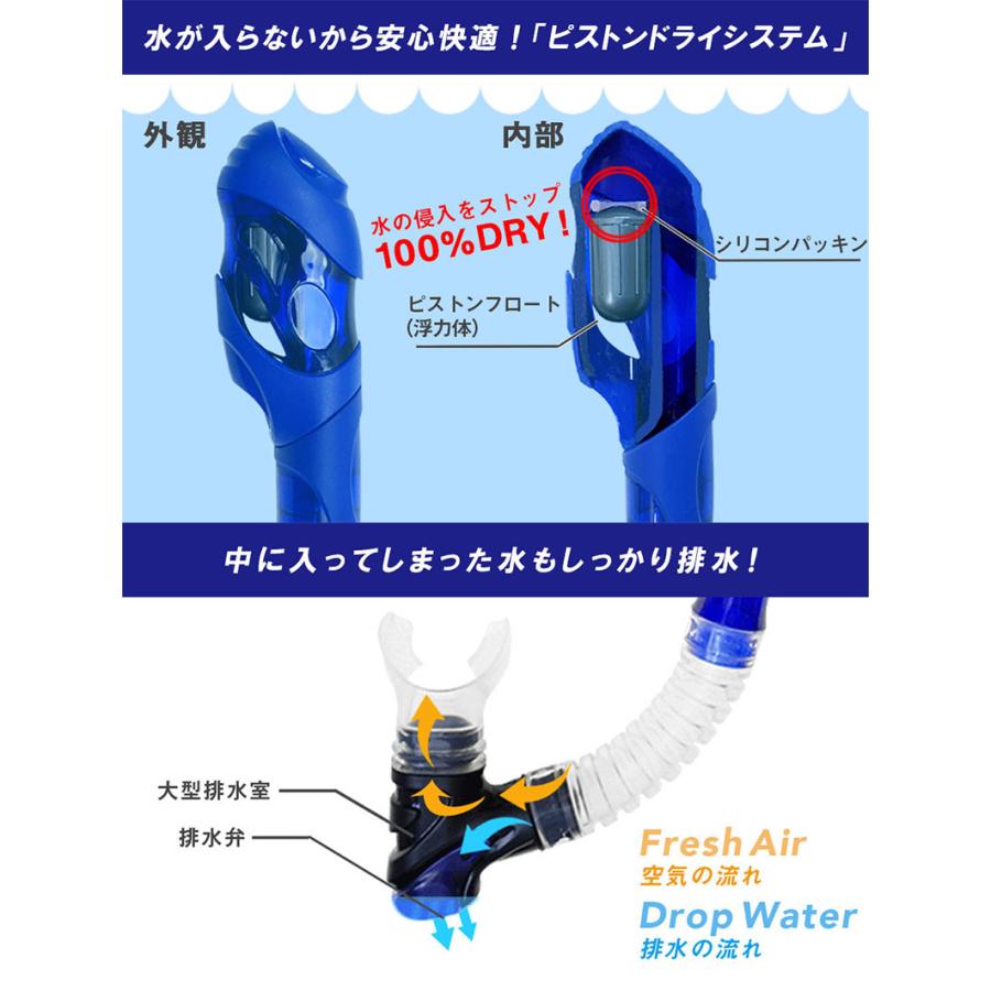 ヘレイワホ シュノーケルセット 大人用 水が入らないシュノーケル＆マスク 2点セット 海水浴 海遊びに最適 初心者向け 度付き対応 | Hele i Waho | 10