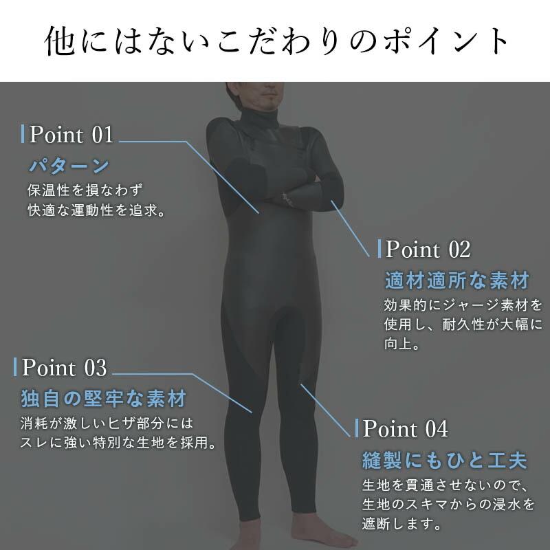 Hele i Waho（ヘレイワホ） セミドライ ウエットスーツ 5×4mm メンズ