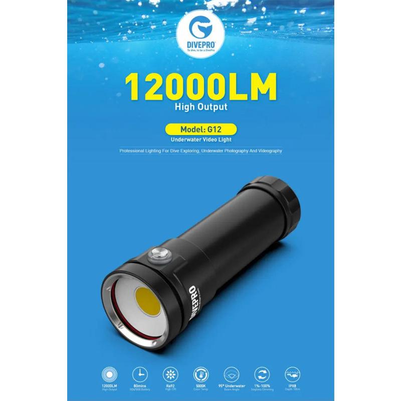 DIVEPRO(ダイブプロ)G12 12000ルーメン 水中LEDライト ワイド DIVEPRO(ダイブプロ)G12 12000ルーメン 水中LEDライト ワイド