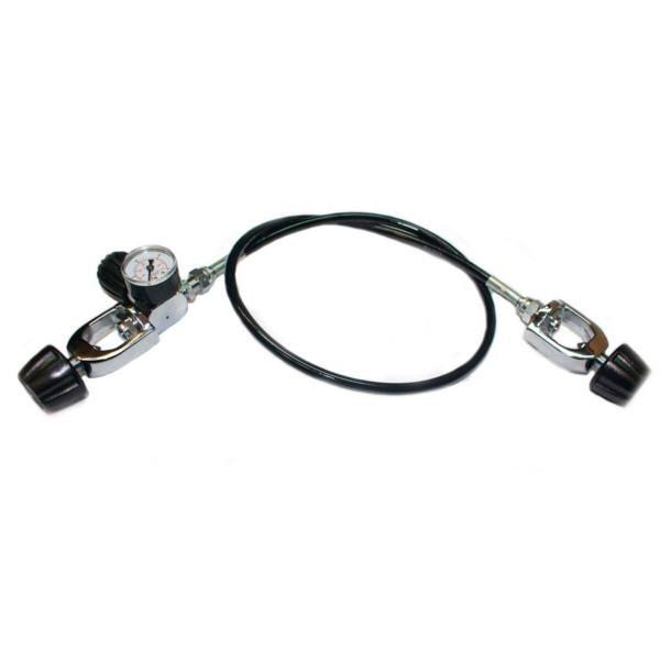 タンクからタンクへ空気を移す！ゲージ付き移充填連結ホース　2ｍ・ヨークタイプ[ST17-2]