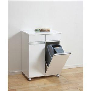 ダストボックス/蓋付きゴミ箱 〔2分別〕 幅55cm キャスター付き ホワイト(白) 〔完成品〕