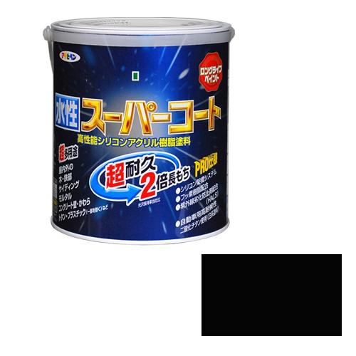 ペンキ 水性塗料　1.6L　艶消し黒色　アサヒペン　金属、コンクリート、サイディング、木、漆喰、発砲スチロール｜diy-kiraku