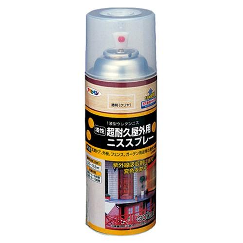 スプレー塗料 油性 超耐久 屋外　300mL　透明クリア色　アサヒペン　(玄関ドア、外板、フェンス、ガーデン)｜diy-kiraku