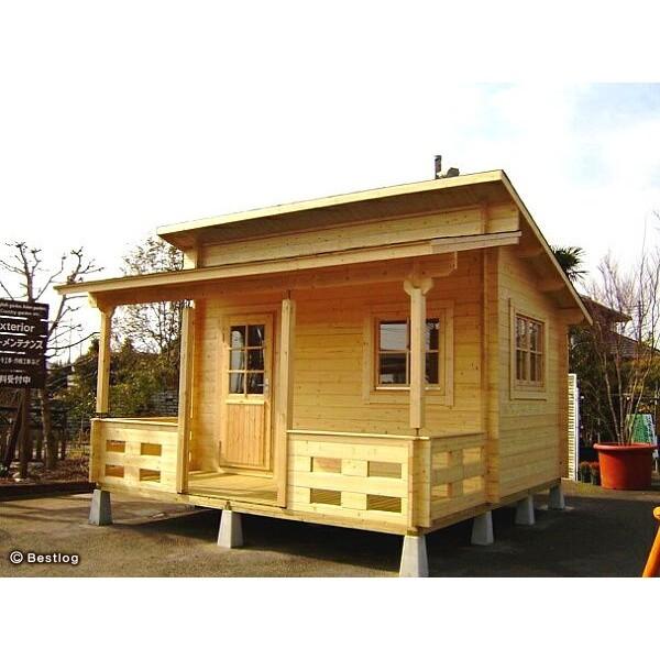 片流れ屋根が魅力の北米スタイルの小屋 デッキでくつろげるセルフビルドミニログハウスキット リル６ Lill 6 D I Yキットハウス 通販 Yahoo ショッピング