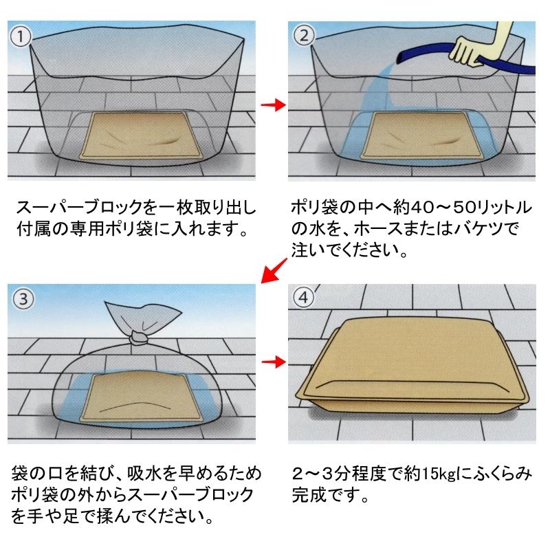 吸水土のう　水で膨らむ　土嚢袋　洪水　浸水　水害対策　豪雨　20枚入　スーパーブロック