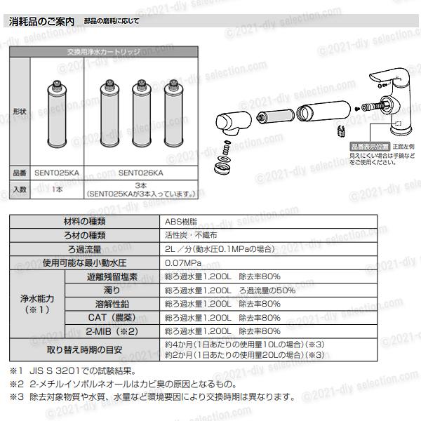 パナソニック 混合水栓サラサラワイドシャワー浄水器一体用　浄水カートリッジ SENT026KA（3本入）５物質除去タイプ 消耗品・補修パーツ｜diy-selection｜03