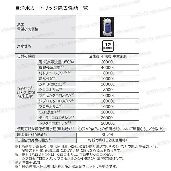 【メーカー正規品】TOTO 取替用浄水カートリッジ TH634-2 ビルトイン形 12物質除去タイプ 12か月交換 TK300B・TK302B2対応品 |diy-selection|02