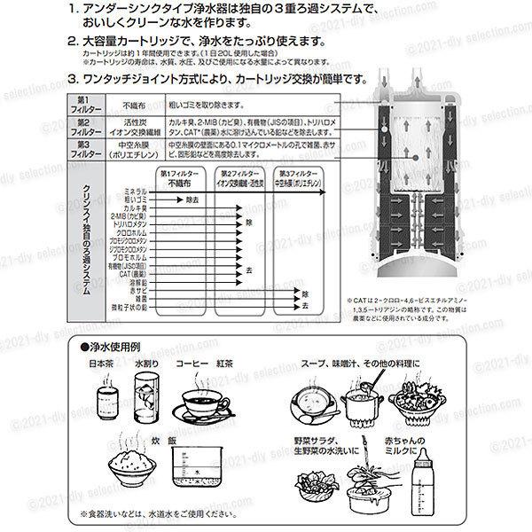 KVK　ビルトイン浄水カートリッジホースセット Z38449A （クリンスイUZC2000共用）17＋2物質除去タイプ メーカー正規品 アンダーシンクタイプ｜diy-selection｜03