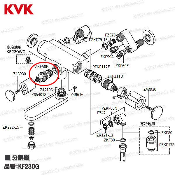KVK 切替弁ユニット ZKF58B（KF230タイプ等用）浴室水栓 バス