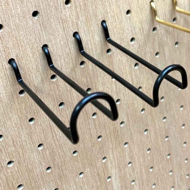 4mm厚有孔ボード用 黒フック ANB-811（2本入）25P用 ダブル L＝90