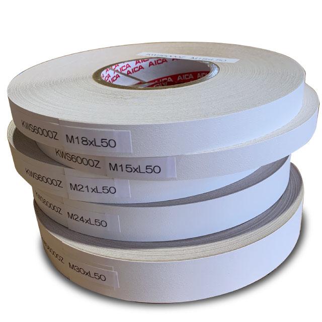 ホワイトポリ用木口テープ(エンボスタイプ）KWS6000Z　24mm幅　15M（A品）ポリロールテープ 木口化粧材 木口貼りテープ 棚板テープ フレキエッジバンド KWS6000Z｜diy-support｜03
