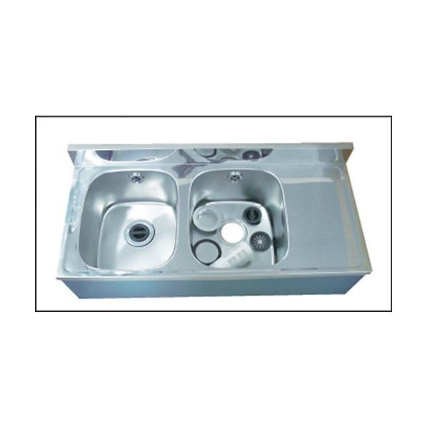 ※法人専用品※東製作所 二槽水切シンク左水槽１２００×６００×８００ HPM2-1200-L 1_2