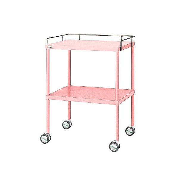 アズワン カラフル回診車 手摺付 616×450×842mm ピンク 0-210-12
