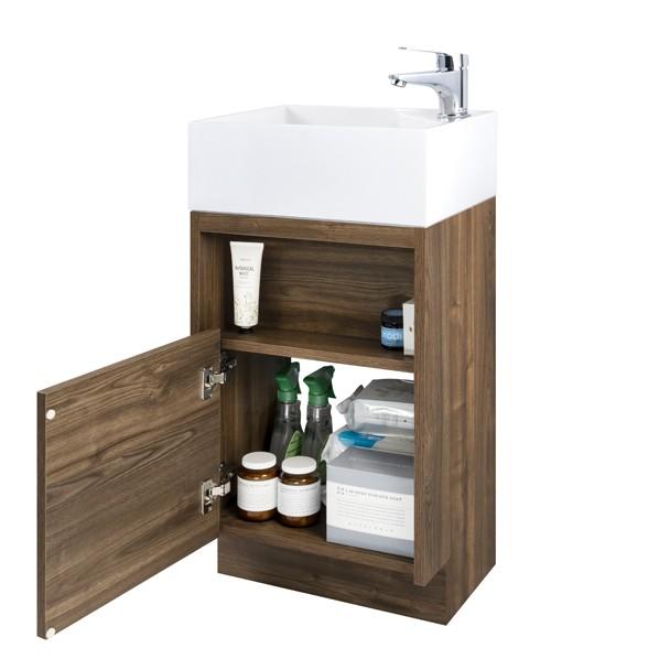 アサヒ衛陶 コンパクト洗面台 チェスナットブラウン 間口380m