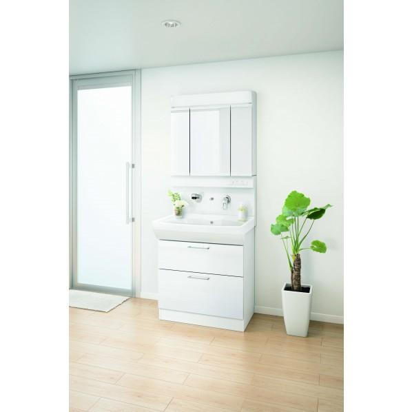 アサヒ衛陶 750幅洗面化粧台セット寒冷地用 シャイニーホワイト W750 X