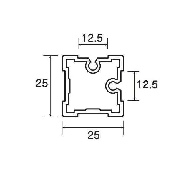 エーディエフ Alframe(アルフレーム)25mmアルミフレーム本体 溝2方向型(B-2) アルミシルバー 25×25mm/L=2000 B-2-2｜diy-tool｜02