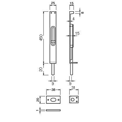 ベスト　458ジュータン用フランス落　サテンニッケル　450mm　458-450-1