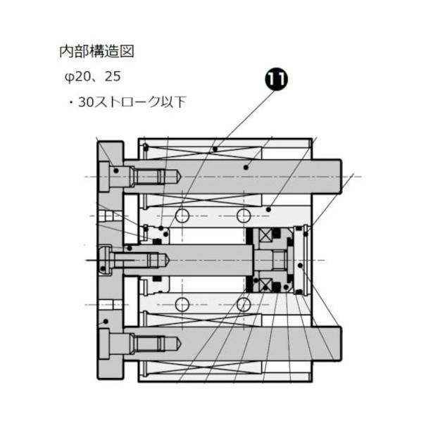 ガイド付きシリンダ 【ゆったり】 ころがり軸受 STG-B-25-20-T3V-R