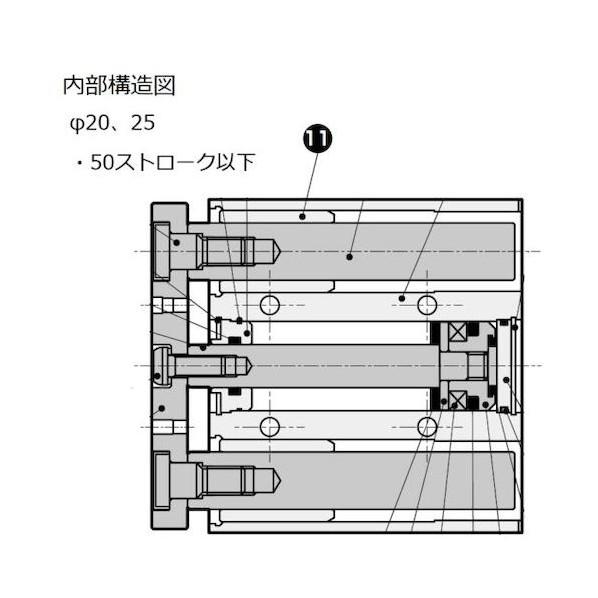 ガイド付きシリンダ 【横幕】 すべり軸受 STG-M-25-30-T3H-D
