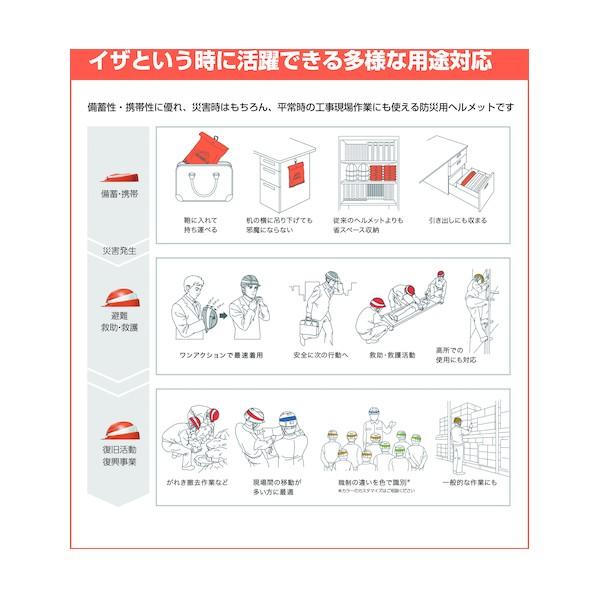 DICプラスチック 折りたたみヘルメット IZANO2 オレンジ｜diy-tool｜03