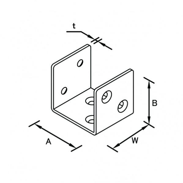 ダイドーハント 2x4サポート コの字型 タイプ2 ホワイト (板厚t)2x(W)80x(A)42x(B)37(穴径)5(mm) 10179071｜diy-tool｜02