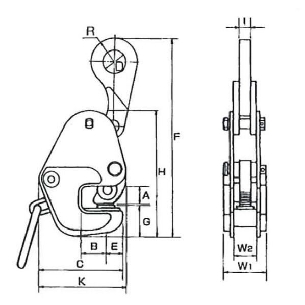 イーグル・クランプ 横つり用クランプ（ラッチ式ロック装置付）Ｇ−５００ｋｇ（３−２０）G500320 G-500-3-20 1台_1