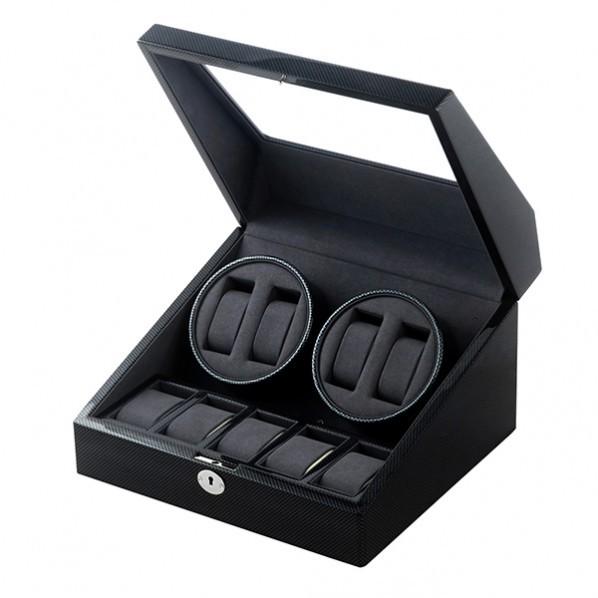 ★最終価格★ エスプリマ 4連ワインディングマシーン(カーボン仕様) ブラック&カーボン調 横 32.5cm・奥行 29.5cm・高 20cm LU31004CB 【UOI9572401327】(33609円)