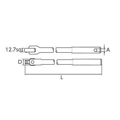 エスコ 1/2 sq超ロングスピンナーハンドル D:20、L:787、A:10 EA618RB-8 1個の画像