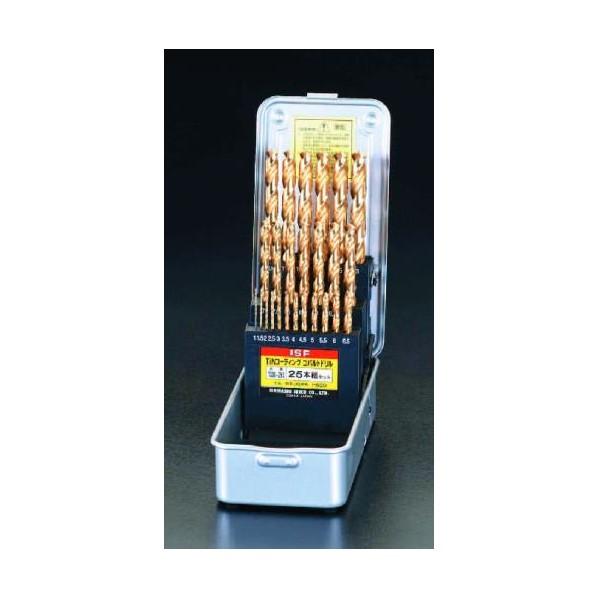 ※法人専用品※エスコ 1.0-13mm25本組[TIN-COHSS]ドリル EA824BE-25